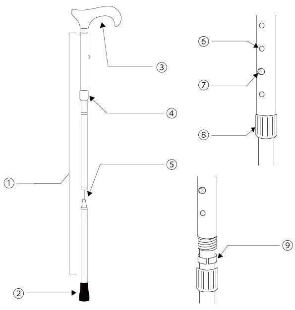 【伸縮&折りたたみ・上柄】折畳みステッキ Fabric Designed By W.Morris ORCHID