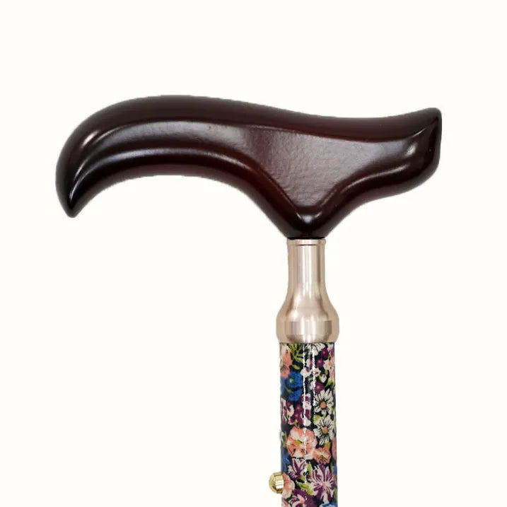 【伸縮&折りたたみ・上柄】SLTステッキ リバティプリント×カラー スリムネック Chive