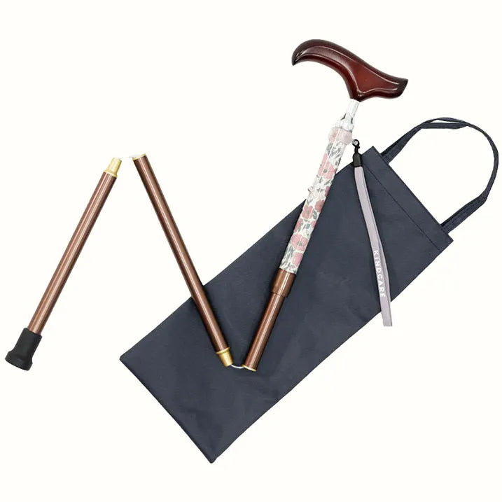 【伸縮&折りたたみ・上柄】SLT 折りたたみ ステッキ リバティプリント Poppy&Daisy