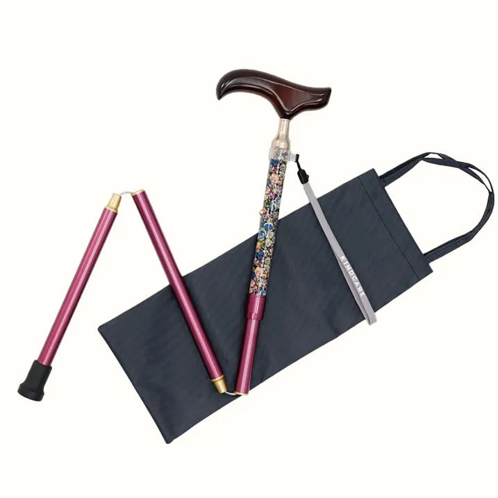 【伸縮&折りたたみ・上柄】SLTステッキ リバティプリント×カラー スリムネック Chive