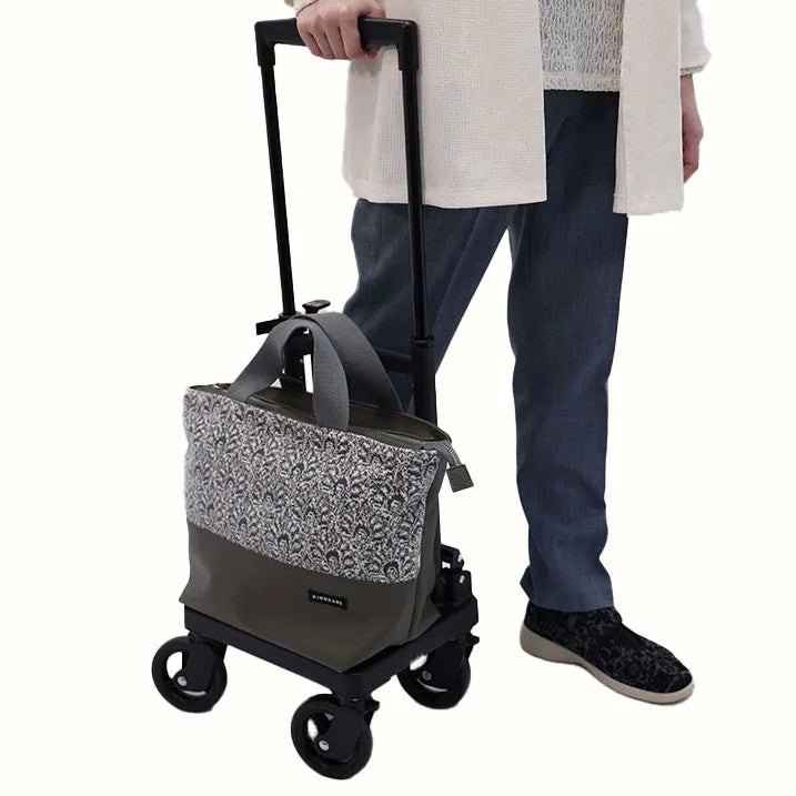 【上品な佇まい】シェニール織トート付き 横押しカート