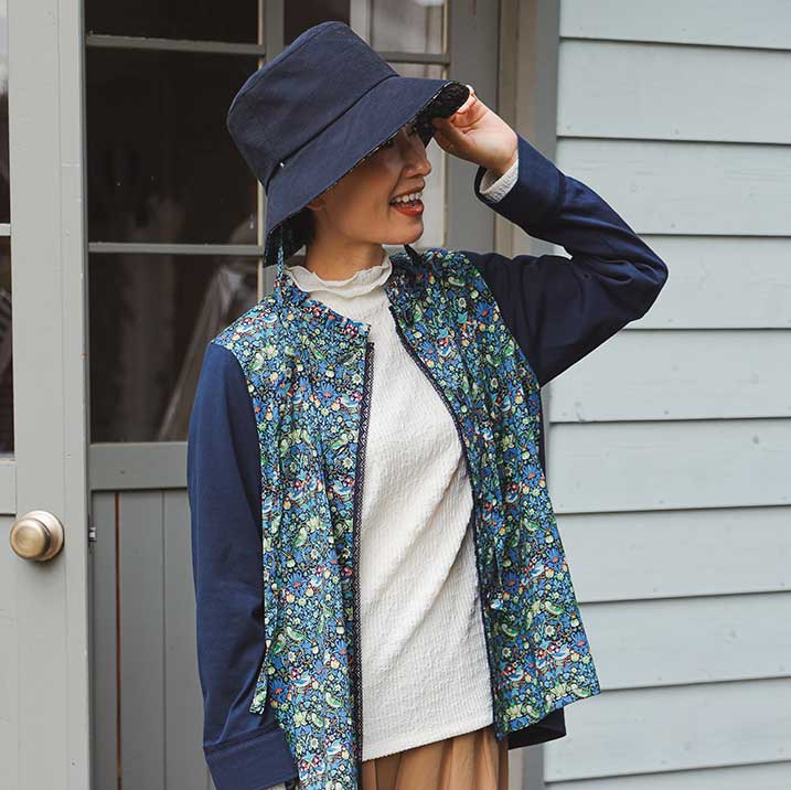 【紫外線対策に◎/リバーシブル】リバティプリントテープ付きハット