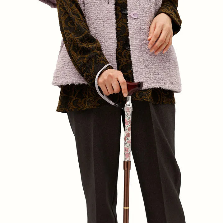 【伸縮&折りたたみ・上柄】SLT 折りたたみ ステッキ リバティプリント Poppy&Daisy