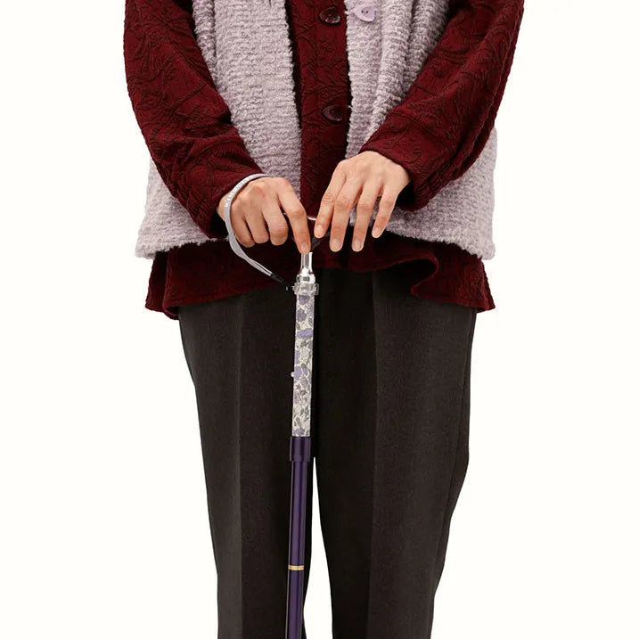 【伸縮&折りたたみ・上柄】SLT 折りたたみ ステッキ リバティプリント Poppy&Daisy