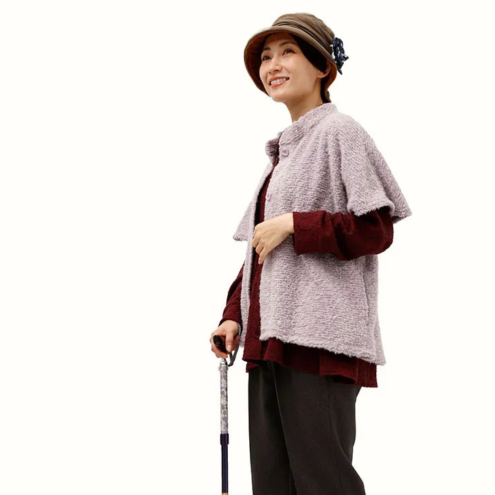 【伸縮&折りたたみ・上柄】SLT 折りたたみ ステッキ リバティプリント Poppy&Daisy