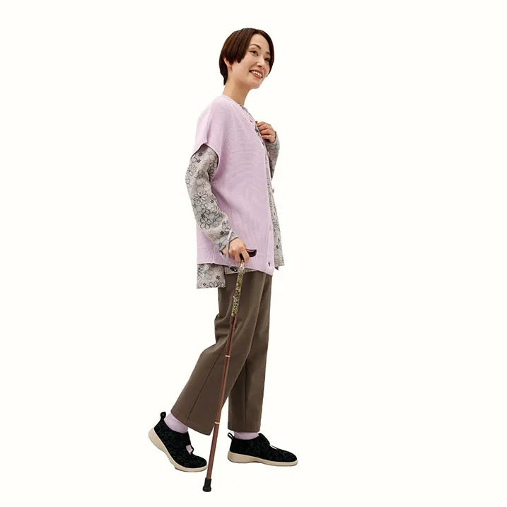 【伸縮&折りたたみ・上柄】SLTステッキ リバティプリント×カラー スリムネック Chive