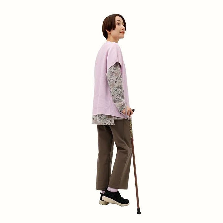 【伸縮&折りたたみ・上柄】SLTステッキ リバティプリント×カラー スリムネック Chive