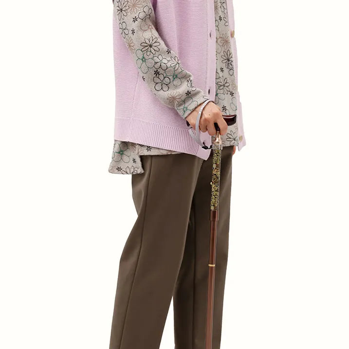 【伸縮&折りたたみ・上柄】SLTステッキ リバティプリント×カラー スリムネック Chive