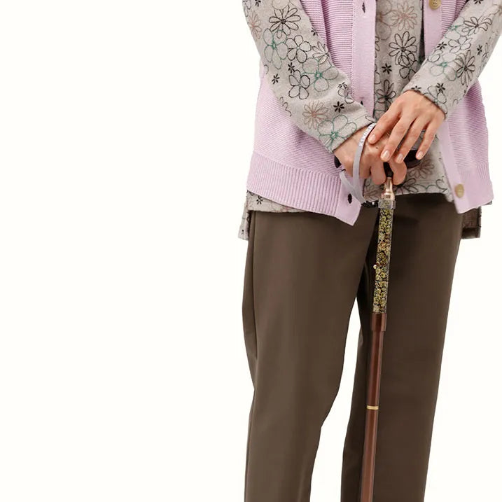【伸縮&折りたたみ・上柄】SLTステッキ リバティプリント×カラー スリムネック Chive