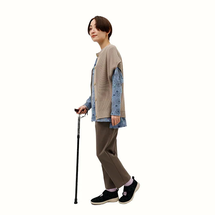【伸縮&折りたたみ・上柄】SLTステッキ リバティプリント×カラー スリムネック Chive