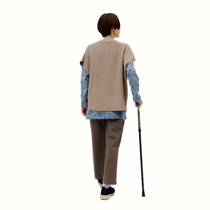 【伸縮&折りたたみ・上柄】SLTステッキ リバティプリント×カラー スリムネック Chive