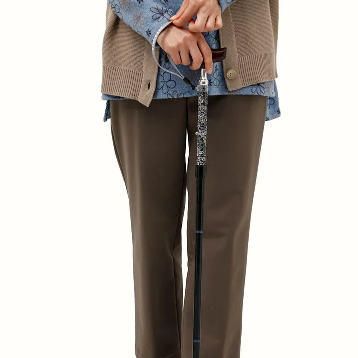 【伸縮&折りたたみ・上柄】SLTステッキ リバティプリント×カラー スリムネック Chive