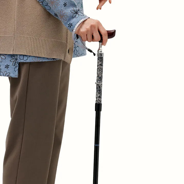 【伸縮&折りたたみ・上柄】SLTステッキ リバティプリント×カラー スリムネック Chive