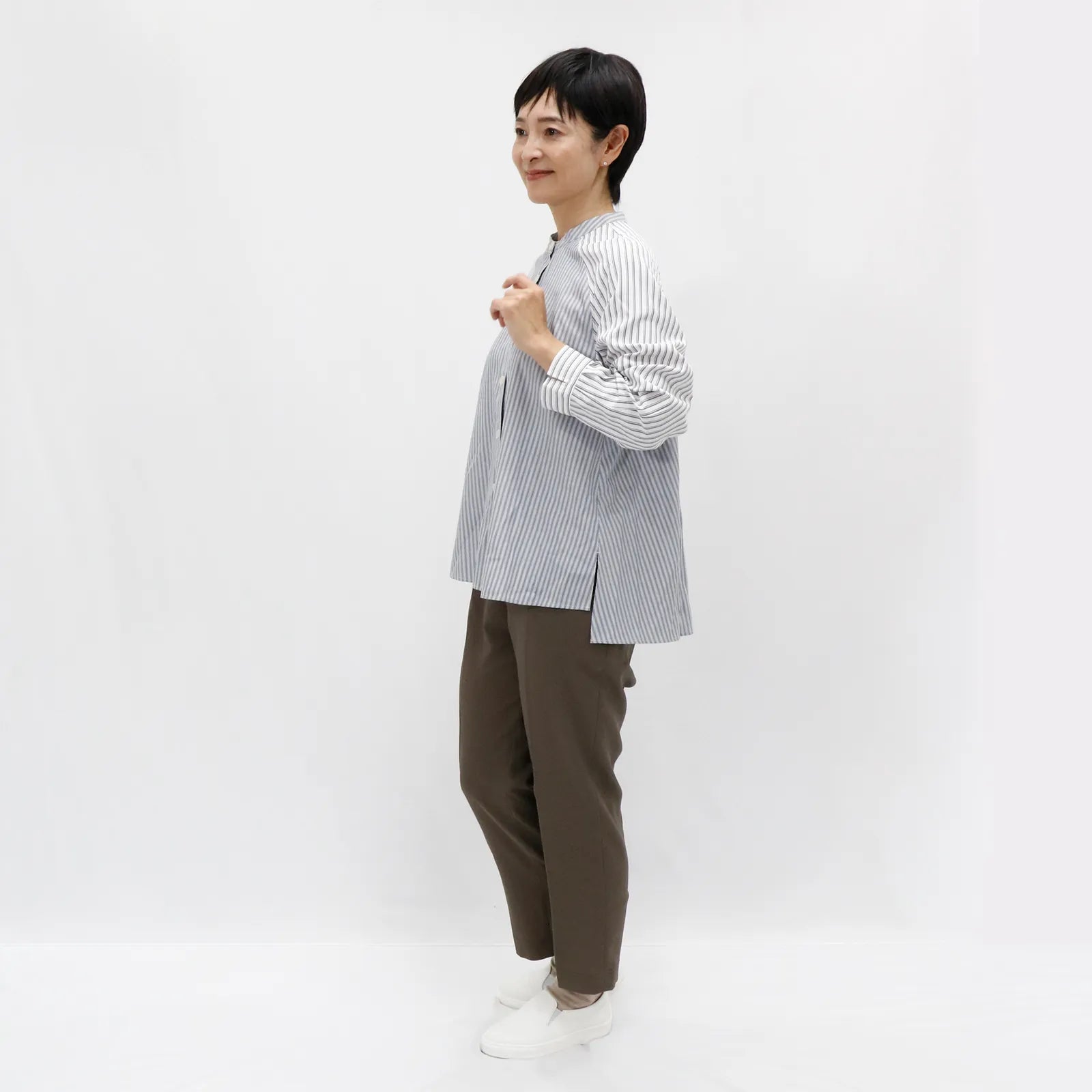 【リズム感のあるストライプが印象的】ブロッキングストライプシャツ