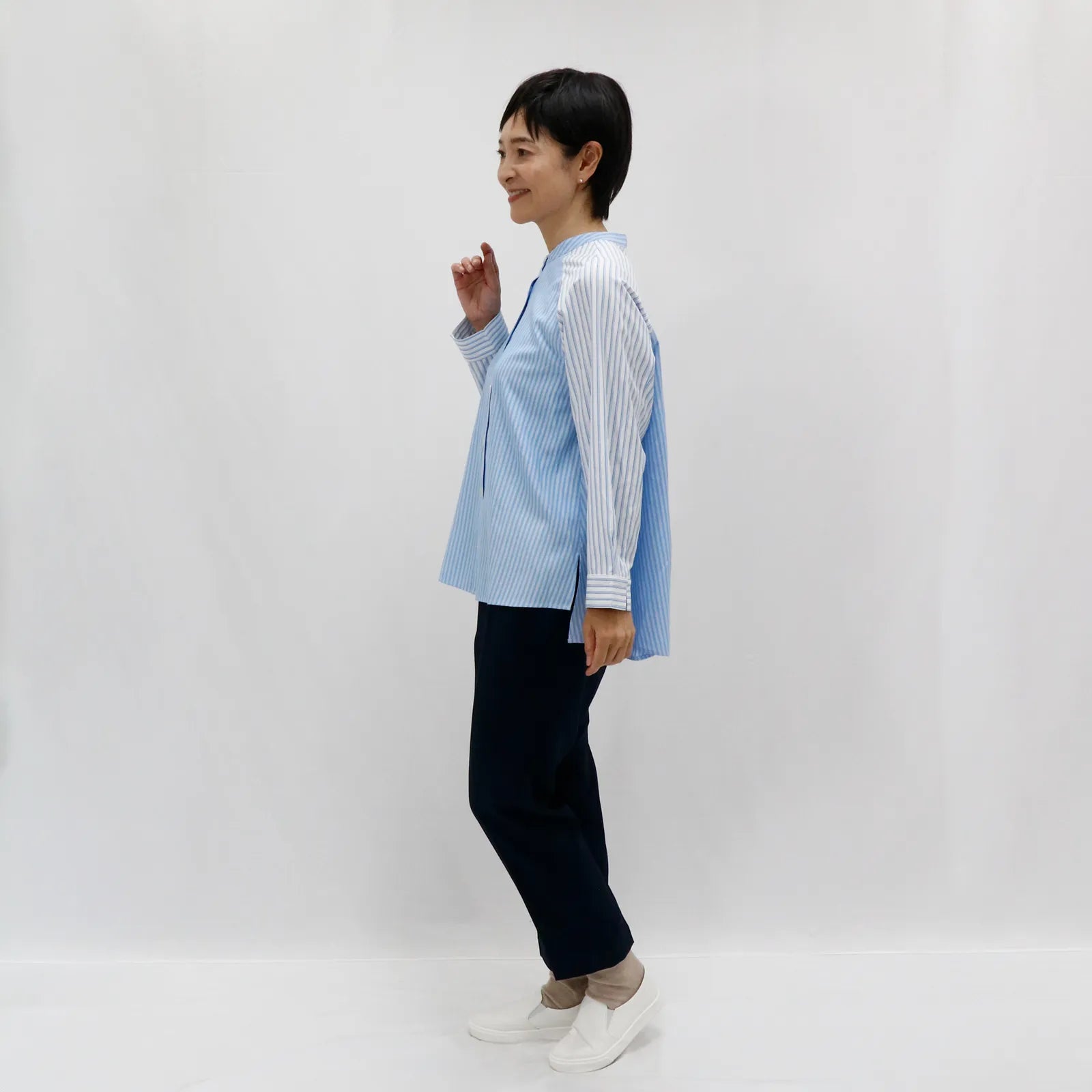 【リズム感のあるストライプが印象的】ブロッキングストライプシャツ