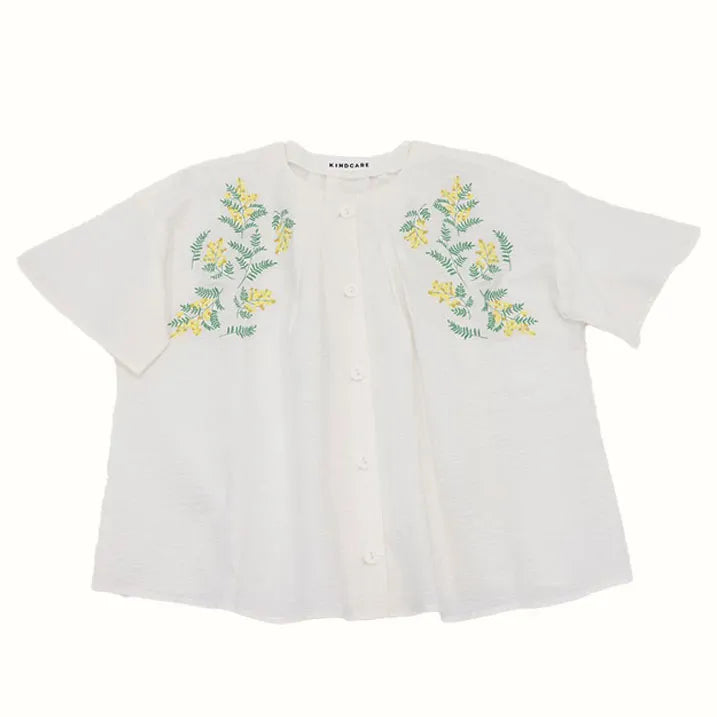 【透气性佳、100%纯棉、日本制造、可机洗】刺绣衬衫