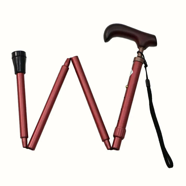 【伸縮&折りたたみ・無地】らくらくにぎりステッキ 伸縮折りたたみ