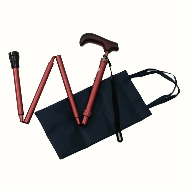 【伸縮&折りたたみ・無地】らくらくにぎりステッキ 伸縮折りたたみ