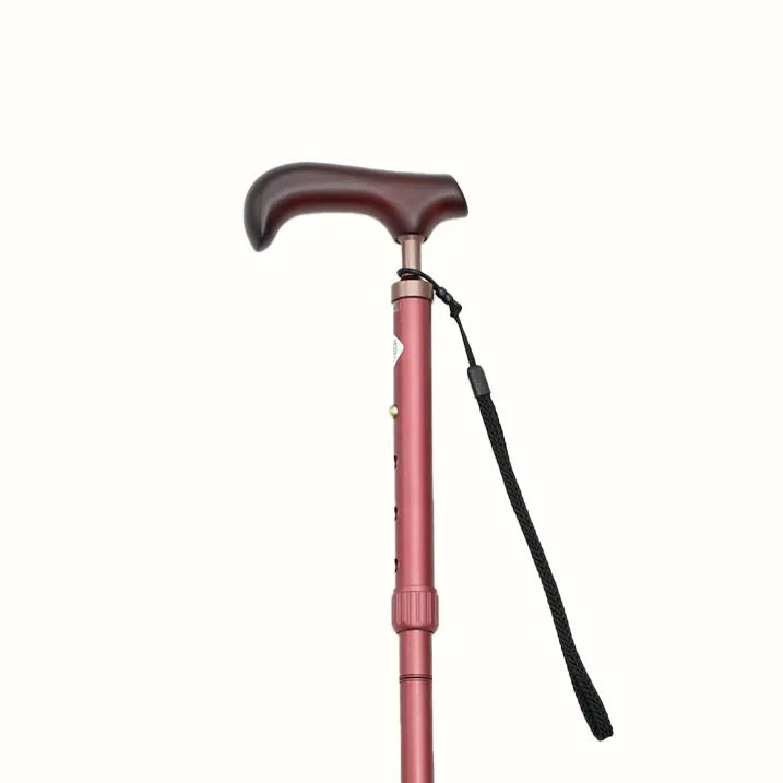 【伸縮&折りたたみ・無地】らくらくにぎりステッキ 伸縮折りたたみ