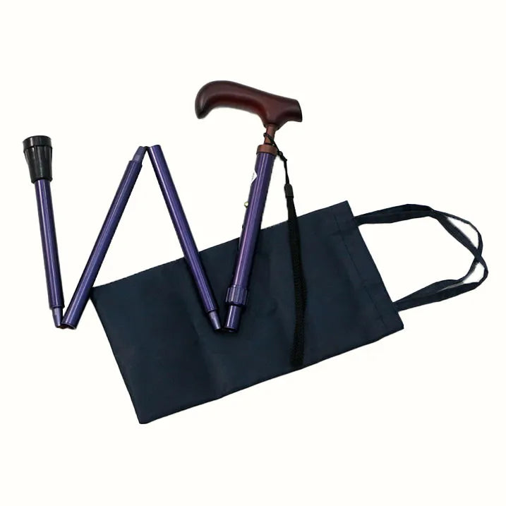 【伸縮&折りたたみ・無地】らくらくにぎりステッキ 伸縮折りたたみ