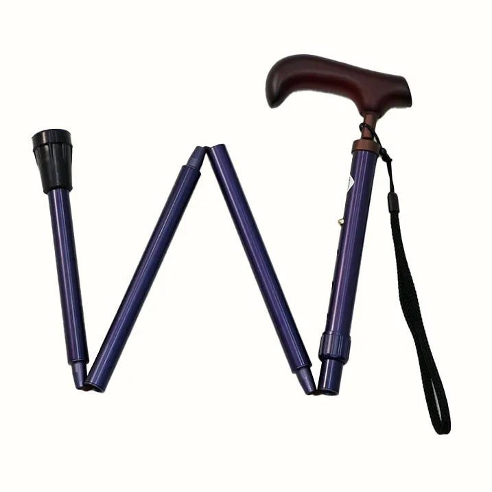 【伸縮&折りたたみ・無地】らくらくにぎりステッキ 伸縮折りたたみ