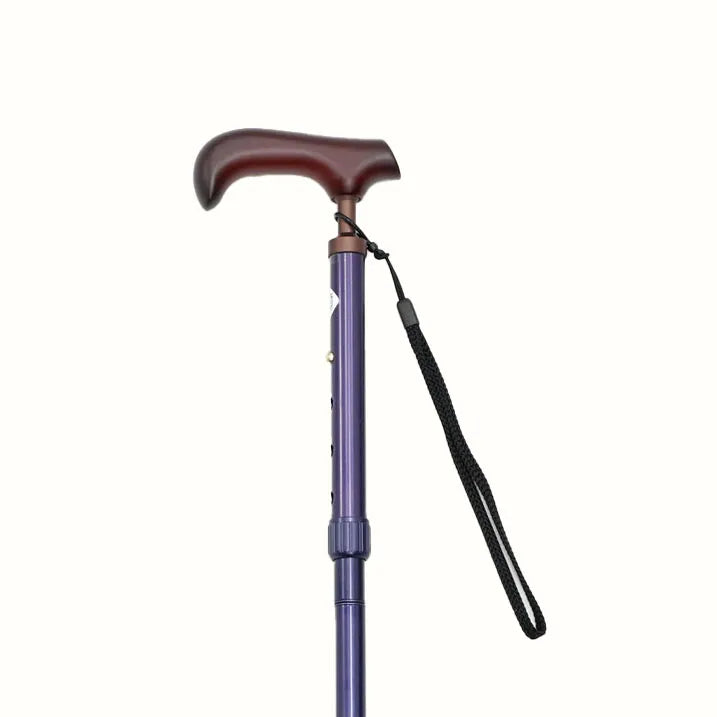 【伸縮&折りたたみ・無地】らくらくにぎりステッキ 伸縮折りたたみ