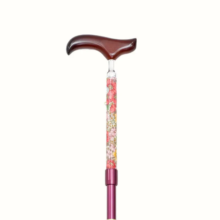 【伸縮&折りたたみ・上柄】SLTステッキ リバティプリント カラー スリムネック Gloria Flowers