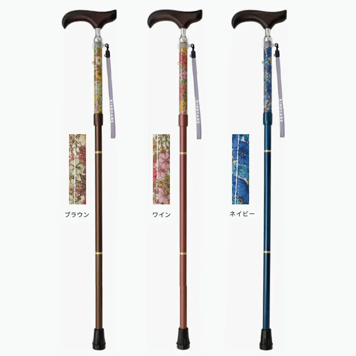 【伸縮&折りたたみ・上柄】SLTステッキ リバティプリント カラー スリムネック Gloria Flowers