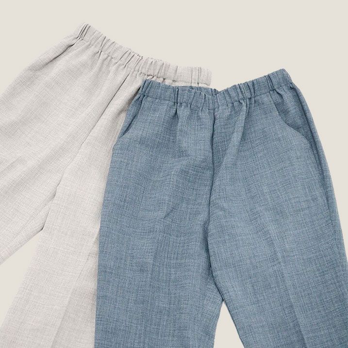 かすり調楊柳パンツ 