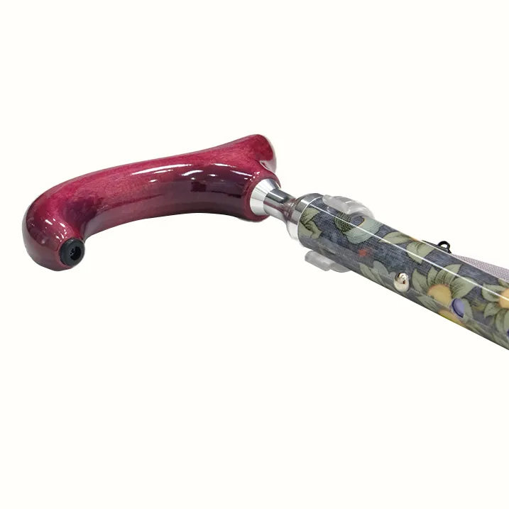 【伸縮&折りたたみ・上柄】折畳みステッキ Fabric Designed By W.Morris ORCHID