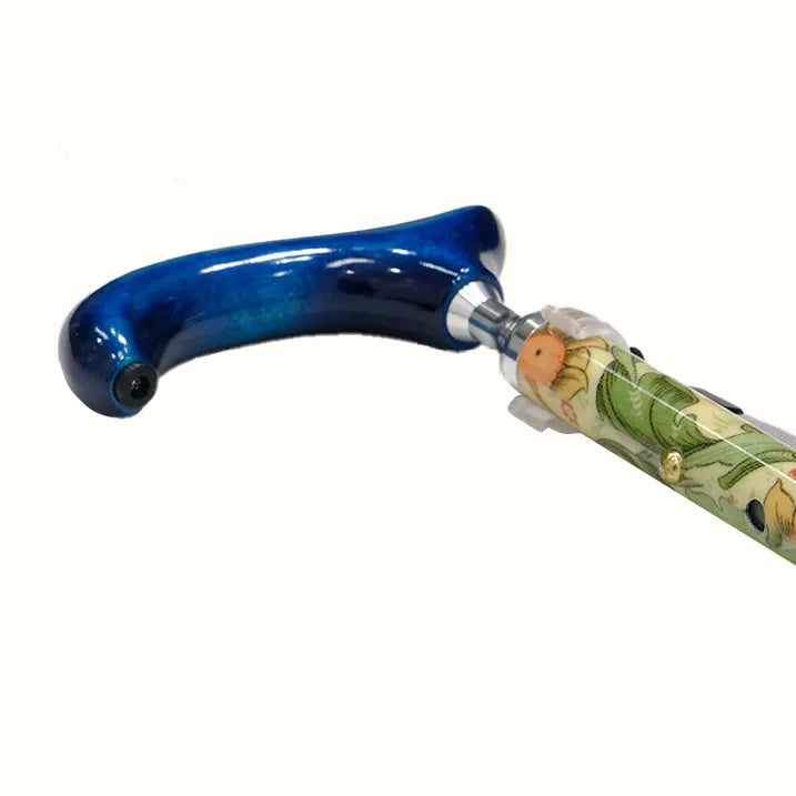 【伸縮&折りたたみ・上柄】折畳みステッキ Fabric Designed By W.Morris ORCHID