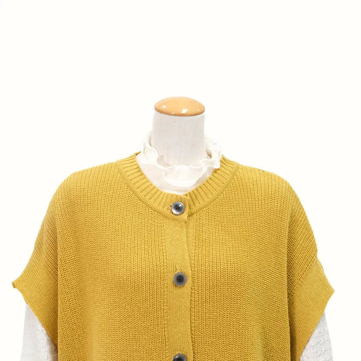 【季節の変わり目や寒暖差のある日にぴったりの1枚・着回し◎洗濯◎】畦編み肩掛けベスト