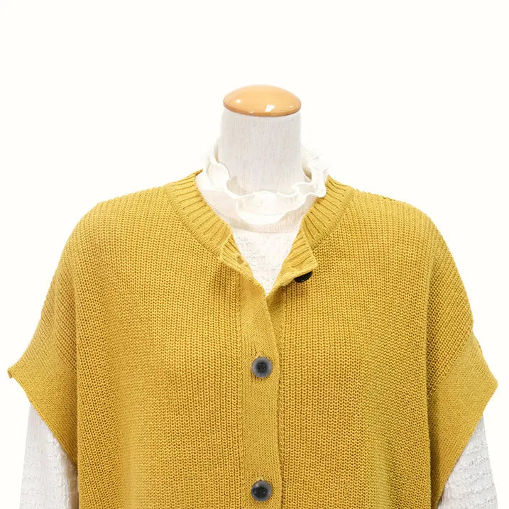 【季節の変わり目や寒暖差のある日にぴったりの1枚・着回し◎洗濯◎】畦編み肩掛けベスト