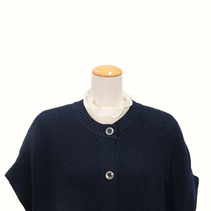 【季節の変わり目や寒暖差のある日にぴったりの1枚・着回し◎洗濯◎】畦編み肩掛けベスト