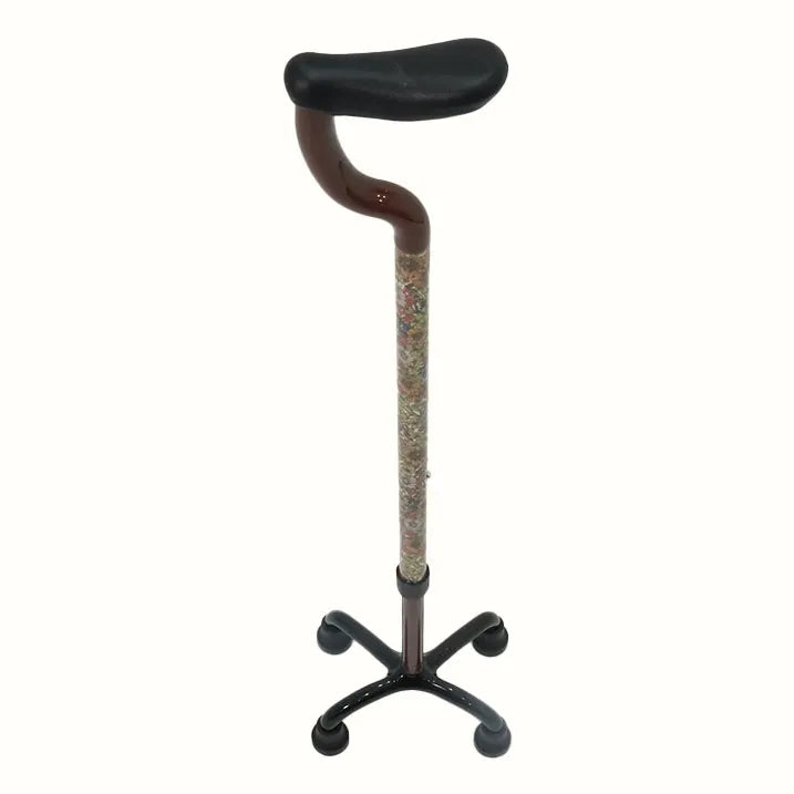 【自立・伸縮】4点フラットグリップステッキ リバティプリント GloriaFlowers