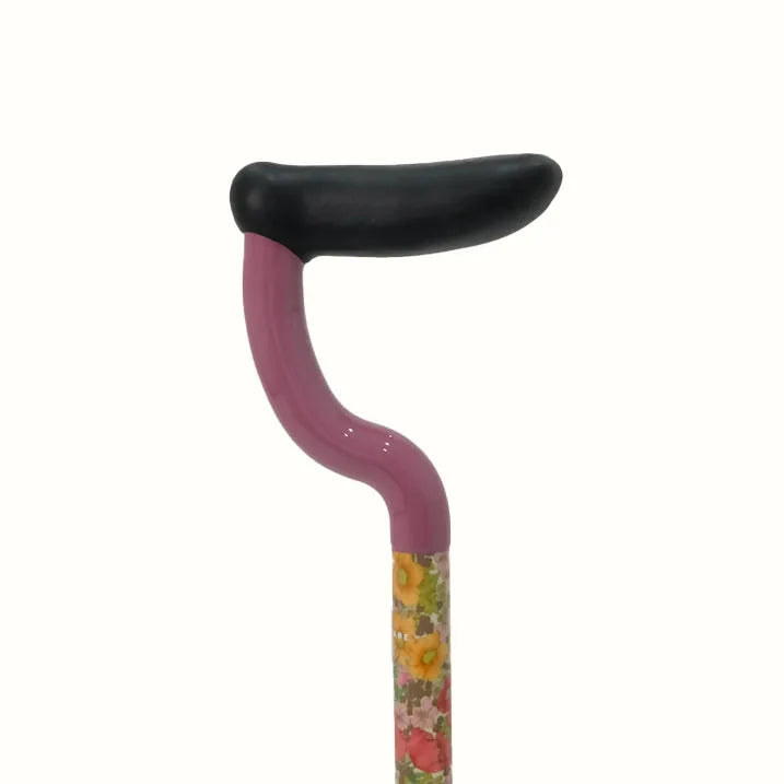 【自立・伸縮】4点フラットグリップステッキ リバティプリント GloriaFlowers