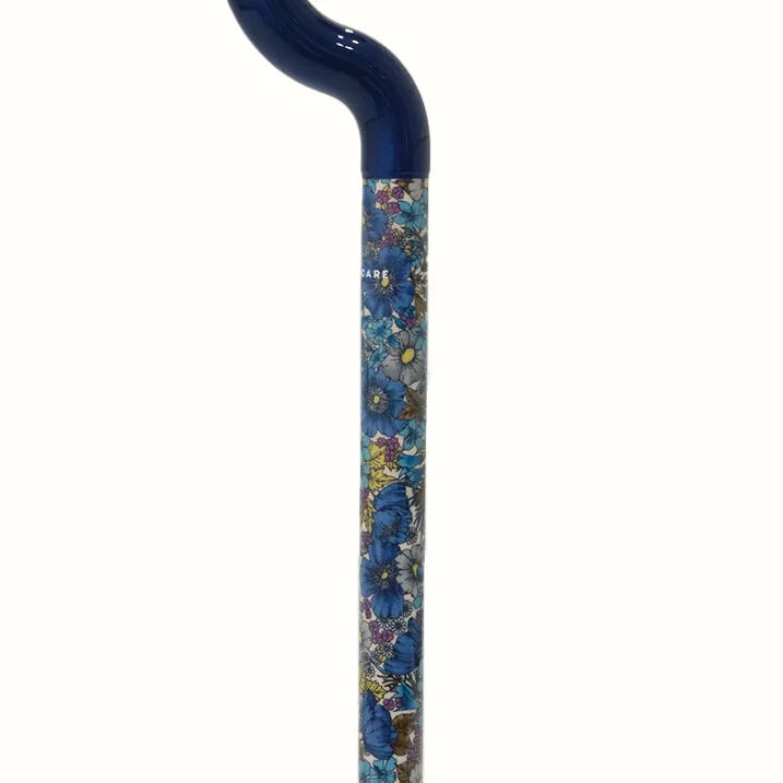 【自立・伸縮】4点フラットグリップステッキ リバティプリント GloriaFlowers