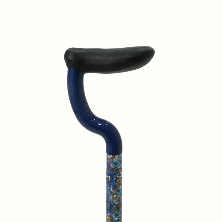 【自立・伸縮】4点フラットグリップステッキ リバティプリント GloriaFlowers