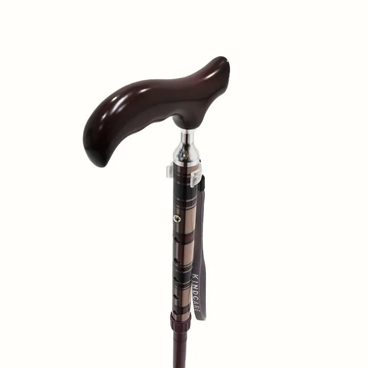 【伸縮&折りたたみ・上柄】ゴム式折りたたみステッキ チェック