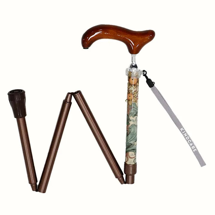 【伸縮&折りたたみ・上柄】折畳みステッキ Fabric Designed By W.Morris ORCHID