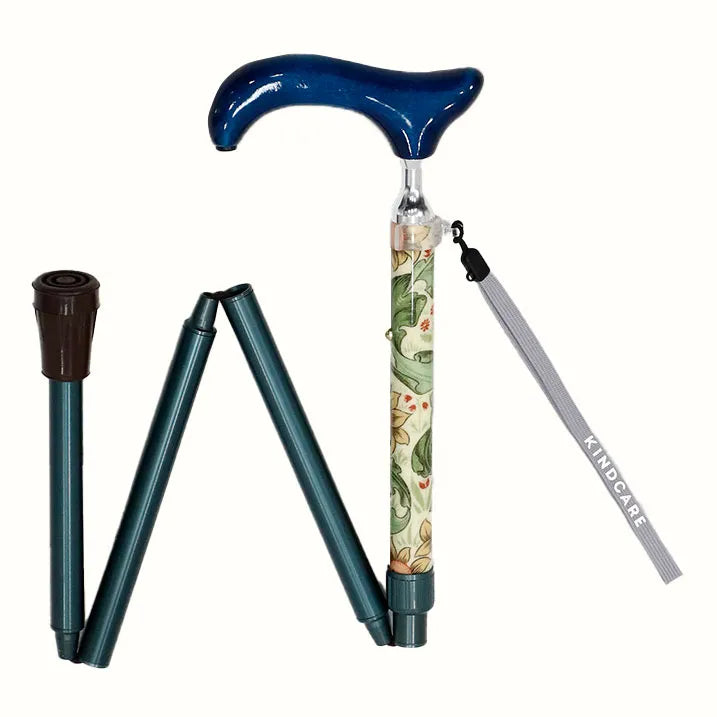 【伸縮&折りたたみ・上柄】折畳みステッキ Fabric Designed By W.Morris ORCHID