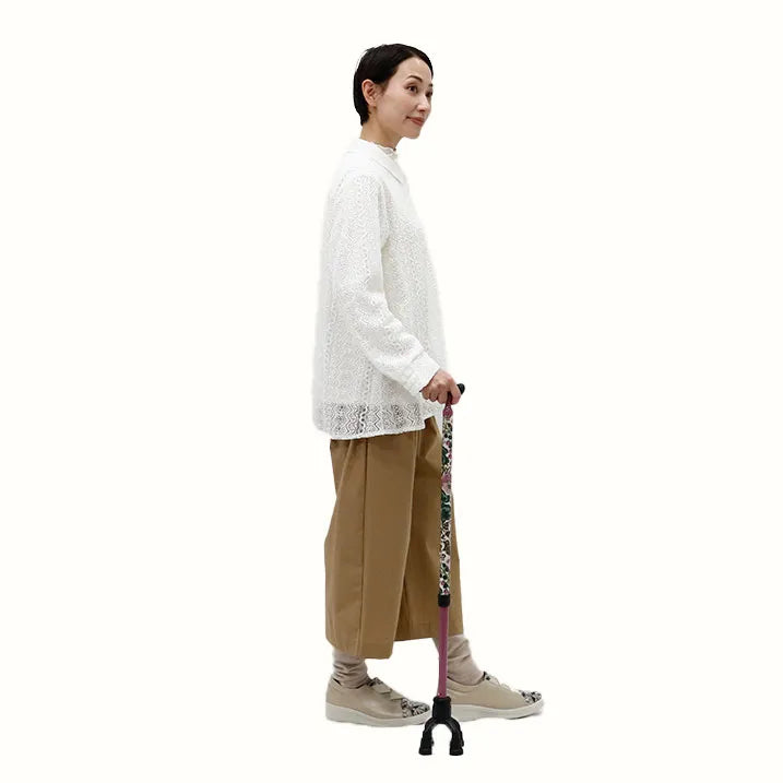 【自立・伸縮・可動式】4点オペレーションステッキ リバティプリント Edna