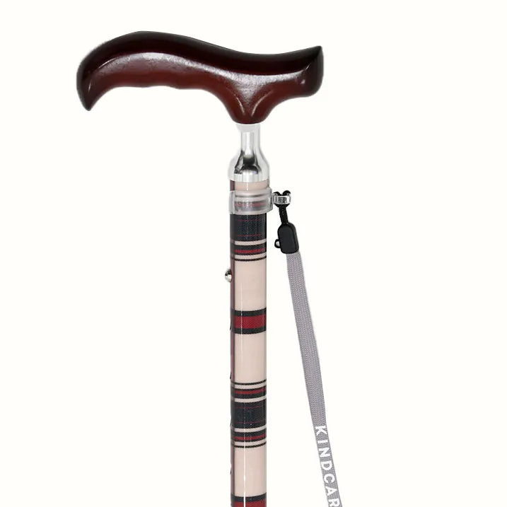 【伸縮&折りたたみ・上柄】ゴム式折りたたみステッキ チェック