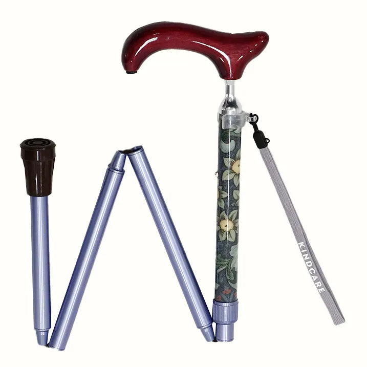 【伸縮&折りたたみ・上柄】折畳みステッキ Fabric Designed By W.Morris ORCHID