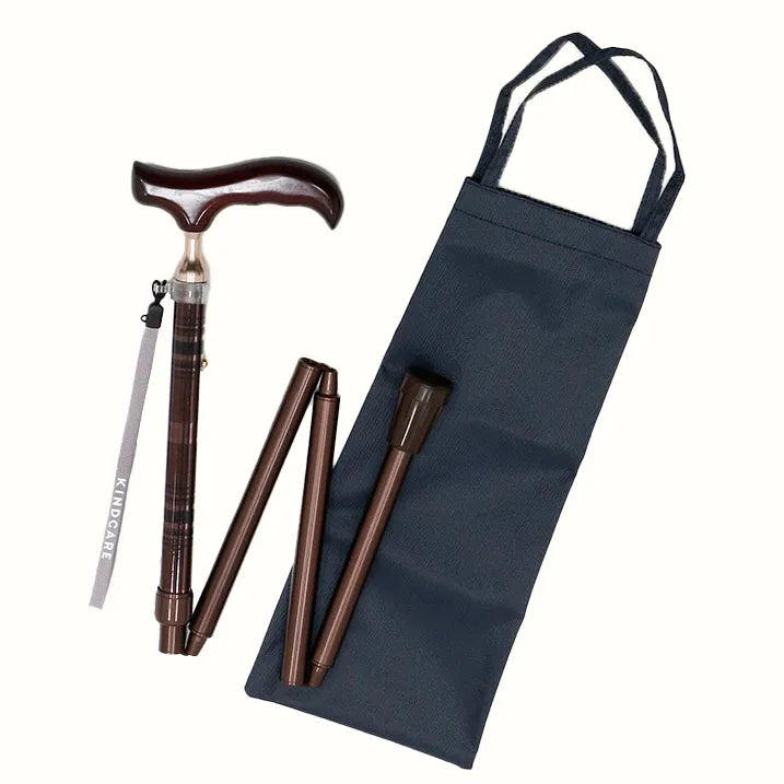 【伸縮&折りたたみ・上柄】ゴム式折りたたみステッキ チェック