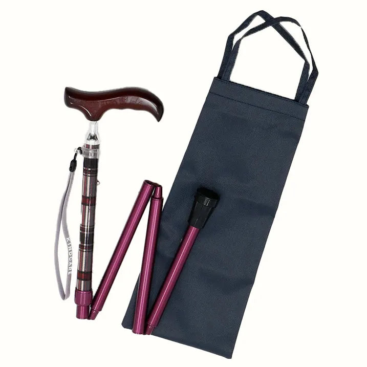 【伸縮&折りたたみ・上柄】ゴム式折りたたみステッキ チェック