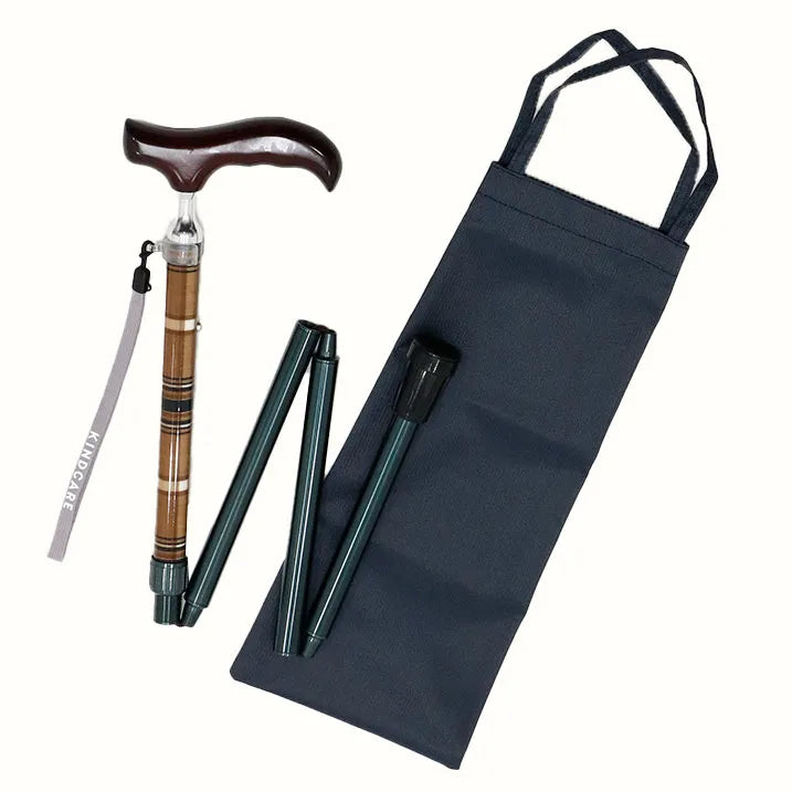 【伸縮&折りたたみ・上柄】ゴム式折りたたみステッキ チェック