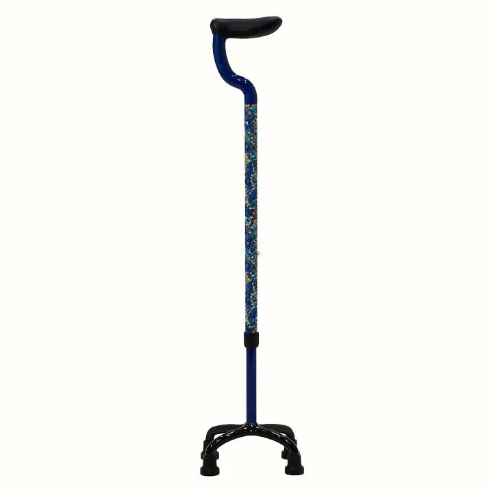 【自立・伸縮】4点フラットグリップステッキ リバティプリント GloriaFlowers