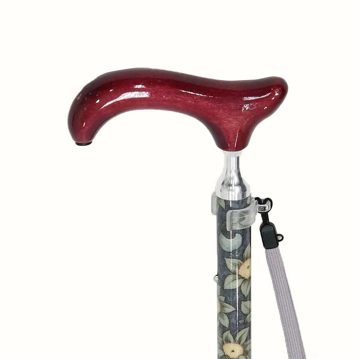 【伸縮&折りたたみ・上柄】折畳みステッキ Fabric Designed By W.Morris ORCHID