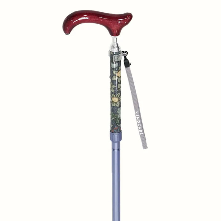 【伸縮&折りたたみ・上柄】折畳みステッキ Fabric Designed By W.Morris ORCHID